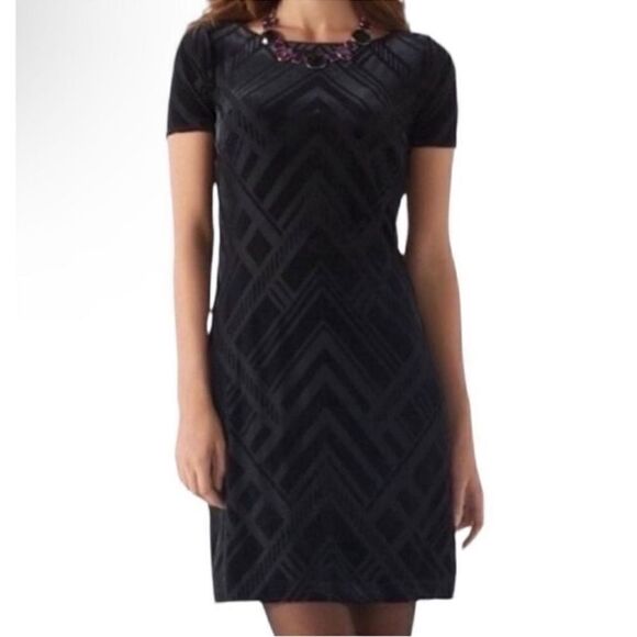 White House Black Market Velvet Deco Mini Dress (Size Small) - Picture 1 of 8